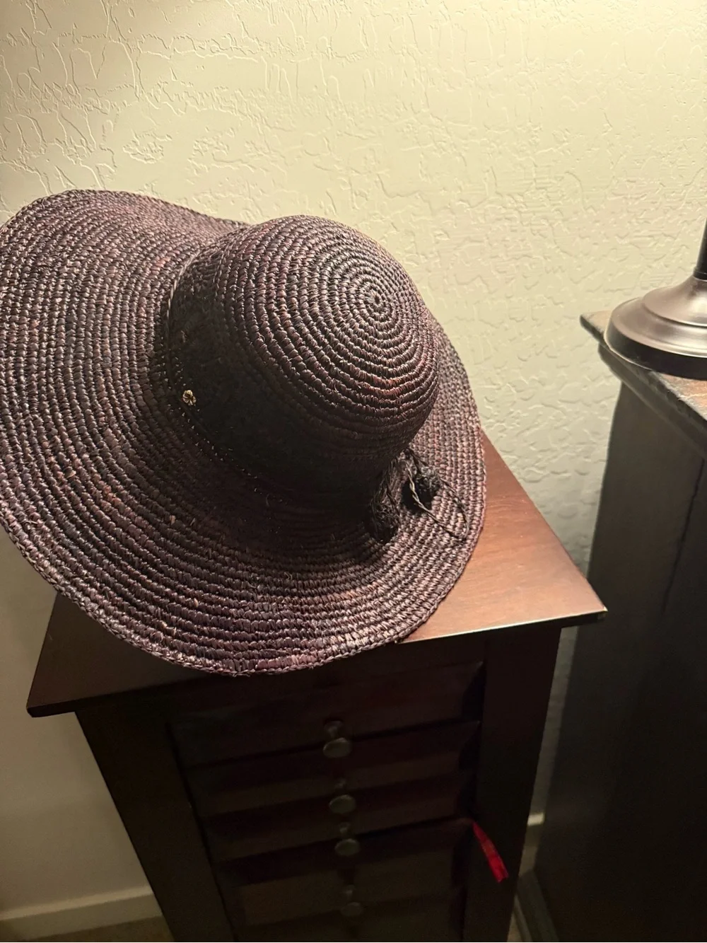 Wide Brim Straw Sun Hat - Black